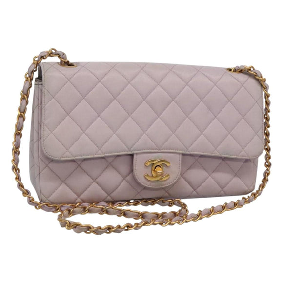 CHANEL Matelasse Chain Shoulder Bag Nylon Purple Gold CC Auth KD560