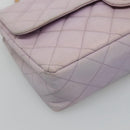 CHANEL Matelasse Chain Shoulder Bag Nylon Purple Gold CC Auth KD560-14