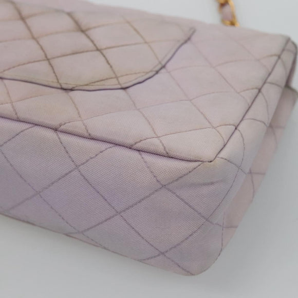 CHANEL Matelasse Chain Shoulder Bag Nylon Purple Gold CC Auth KD560