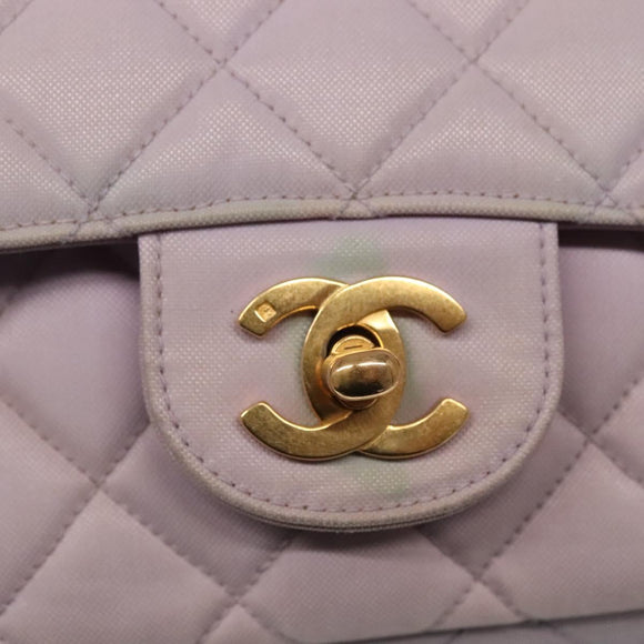 CHANEL Matelasse Chain Shoulder Bag Nylon Purple Gold CC Auth KD560