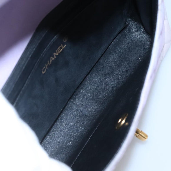 CHANEL Matelasse Chain Shoulder Bag Nylon Purple Gold CC Auth KD560