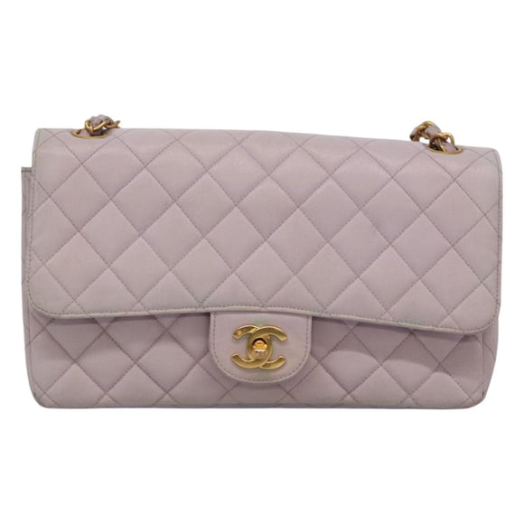 CHANEL Matelasse Chain Shoulder Bag Nylon Purple Gold CC Auth KD560