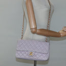 CHANEL Matelasse Chain Shoulder Bag Nylon Purple Gold CC Auth KD560-22