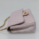 CHANEL Matelasse Chain Shoulder Bag Nylon Purple Gold CC Auth KD560-4