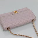 CHANEL Matelasse Chain Shoulder Bag Nylon Purple Gold CC Auth KD560-6