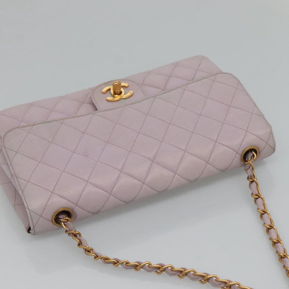 CHANEL Matelasse Chain Shoulder Bag Nylon Purple Gold CC Auth KD560