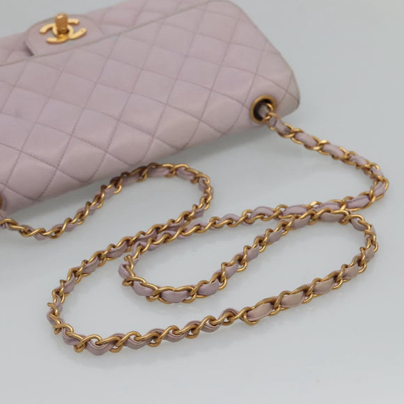 CHANEL Matelasse Chain Shoulder Bag Nylon Purple Gold CC Auth KD560