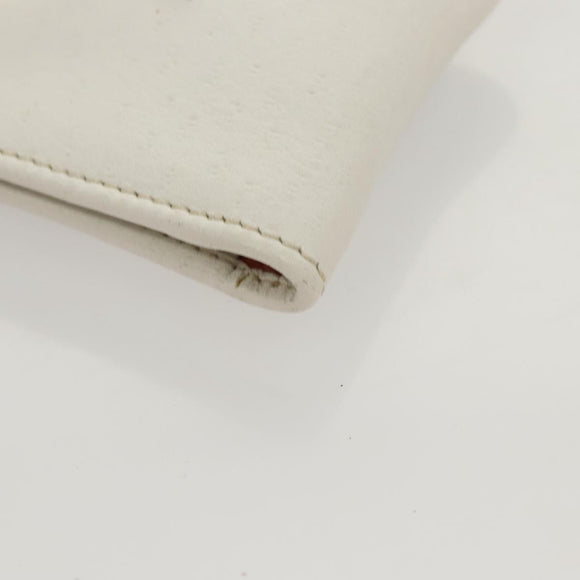 Salvatore Ferragamo Gancini Pouch Leather White Auth KD566