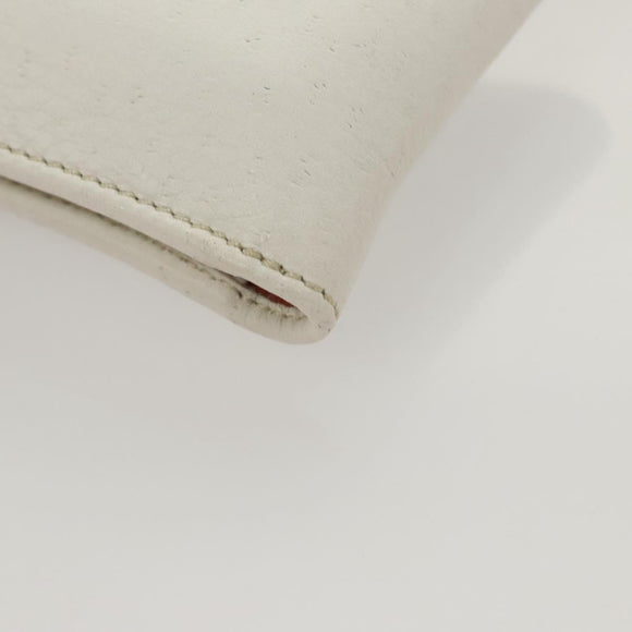 Salvatore Ferragamo Gancini Pouch Leather White Auth KD566