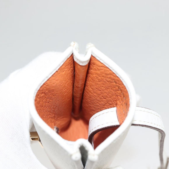 Salvatore Ferragamo Gancini Pouch Leather White Auth KD566