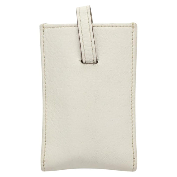Salvatore Ferragamo Gancini Pouch Leather White Auth KD566