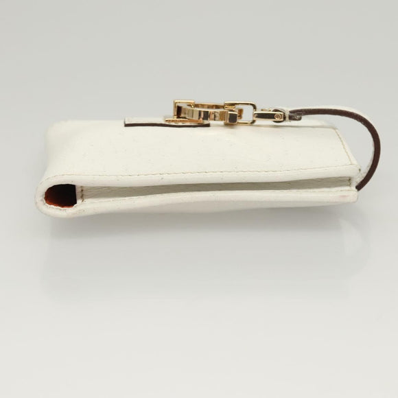 Salvatore Ferragamo Gancini Pouch Leather White Auth KD566
