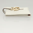 Salvatore Ferragamo Gancini Pouch Leather White Auth KD566-4