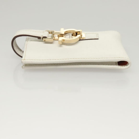 Salvatore Ferragamo Gancini Pouch Leather White Auth KD566