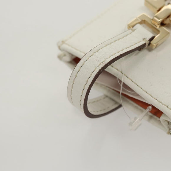 Salvatore Ferragamo Gancini Pouch Leather White Auth KD566