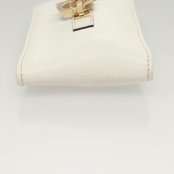 Salvatore Ferragamo Gancini Pouch Leather White Auth KD566