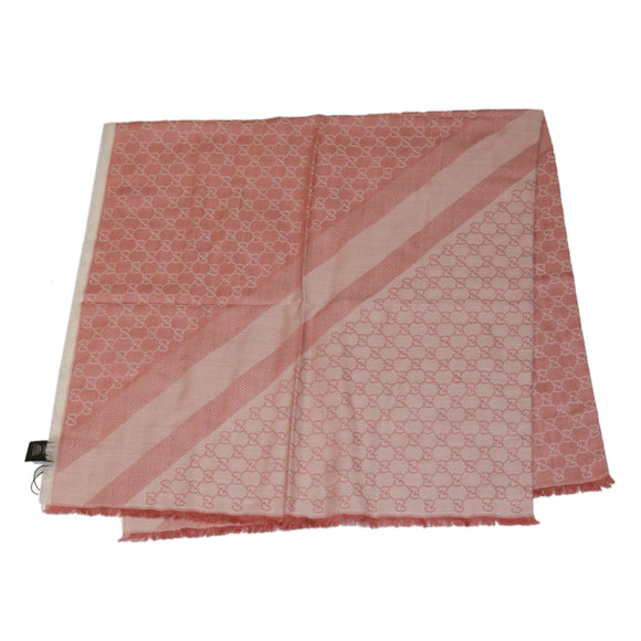 GUCCI GG Canvas Scarf Wool Pink Auth ki2492