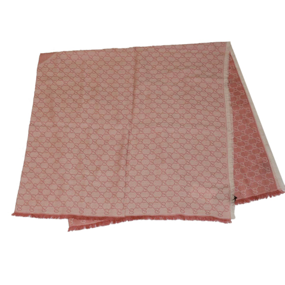 GUCCI GG Canvas Scarf Wool Pink Auth ki2492