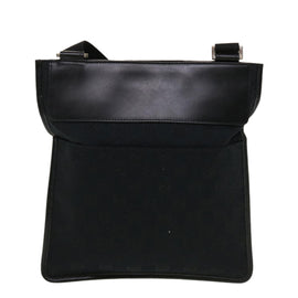 GUCCI GG Canvas Flat Shoulder Bag Black 0348 Auth ki2992 - 0