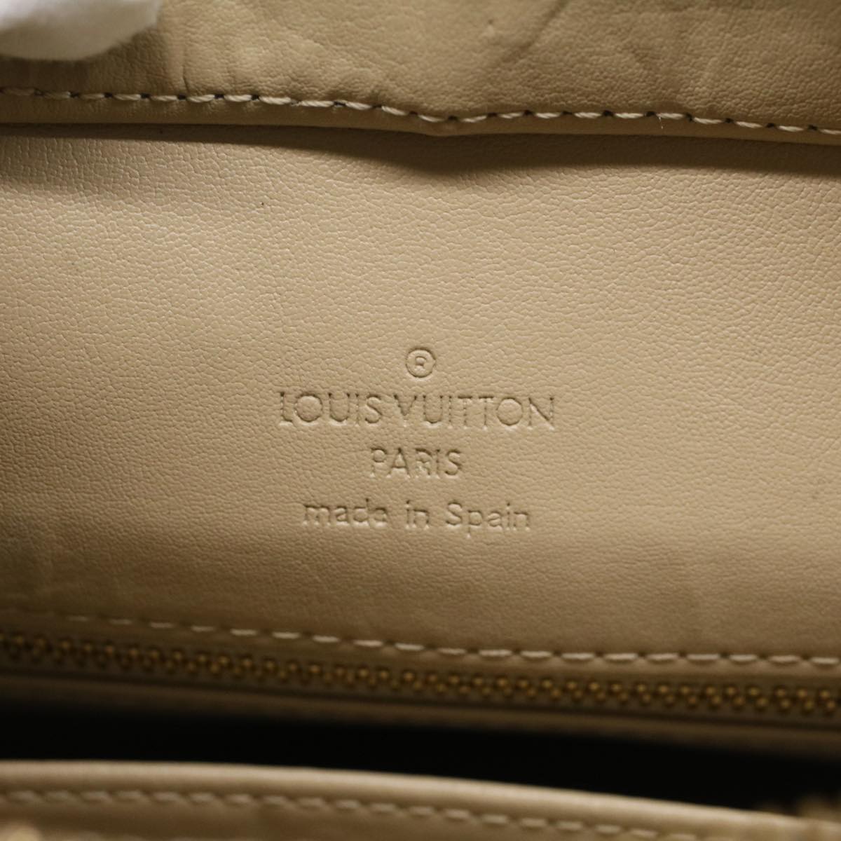 LOUIS VUITTON Monogram Vernis Houston Hand Bag Beige M91004 LV Auth ki3220