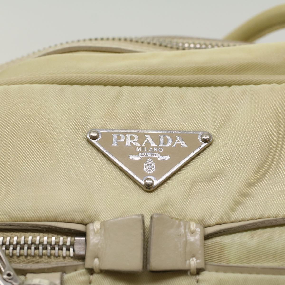 PRADA Hand Bag Nylon White Auth ki3224