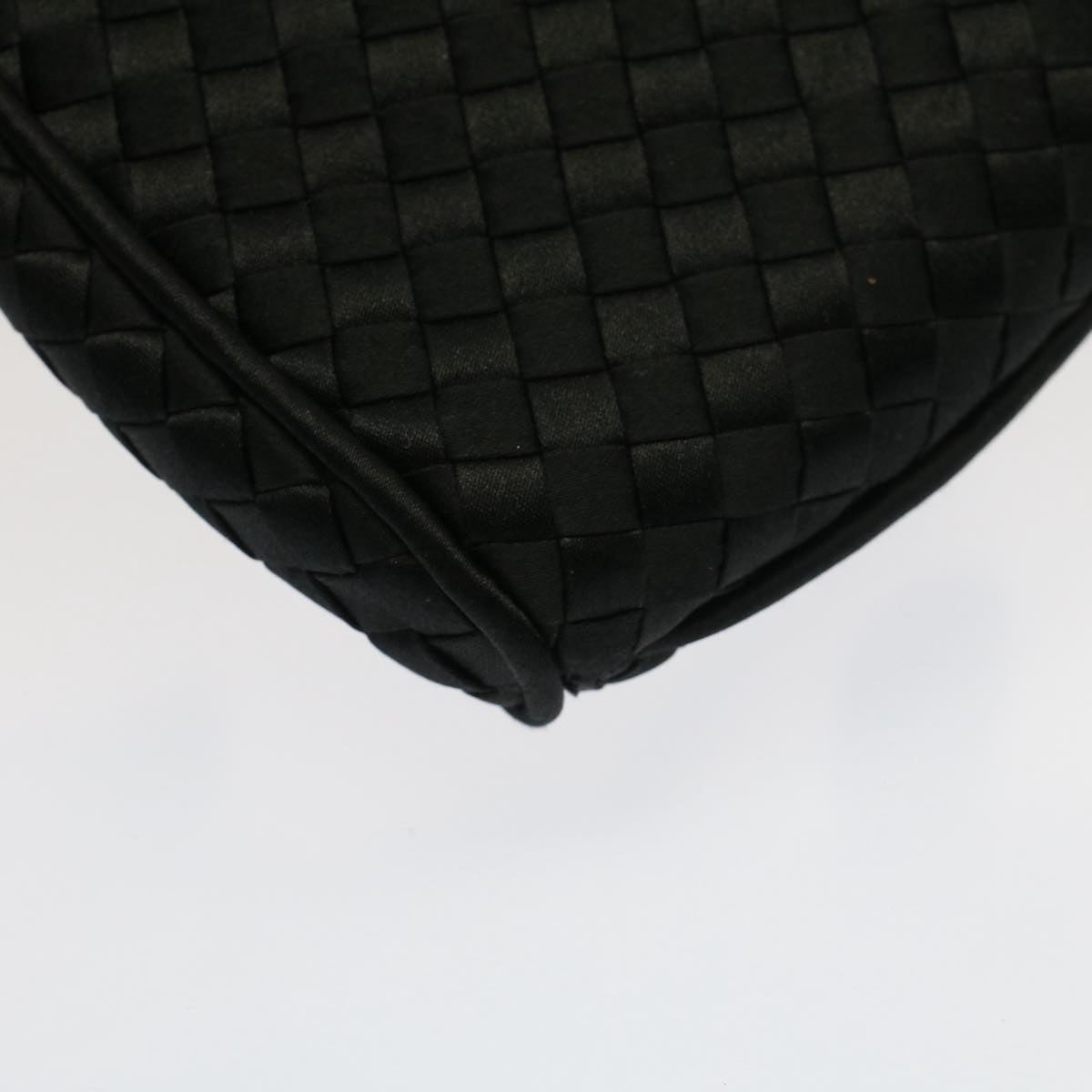 BOTTEGA VENETA INTRECCIATO Shoulder Bag Satin Black Auth ki3350