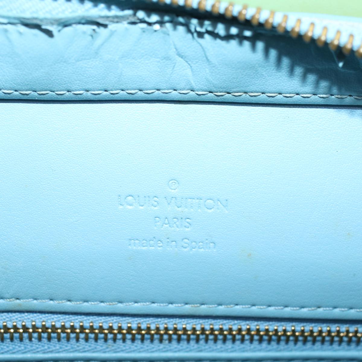 LOUIS VUITTON Monogram Vernis Houston Hand Bag Baby Blue M91005 LV Auth ki3366