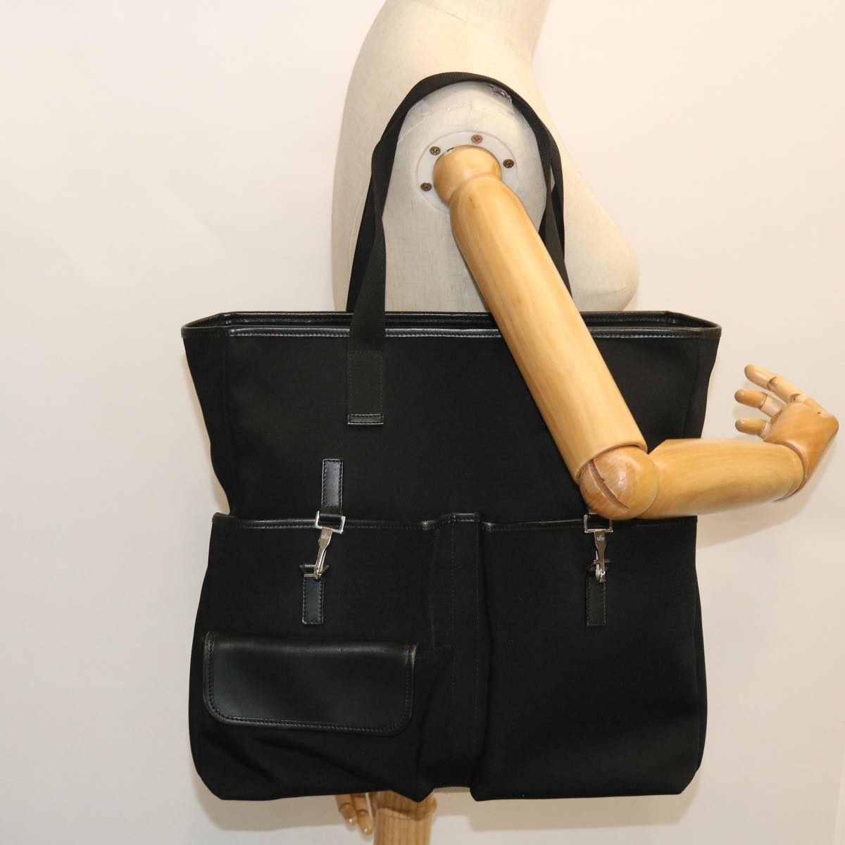 GUCCI Jackie Tote Bag Nylon Black 90427 Auth ki3383