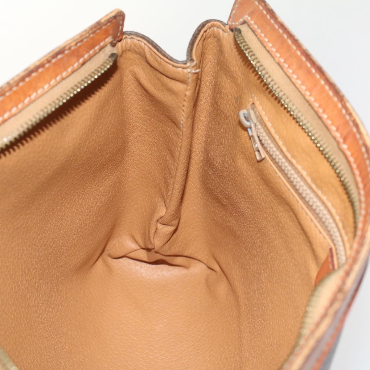 CELINE Macadam Canvas Clutch Bag PVC Leather Brown Auth ki3409