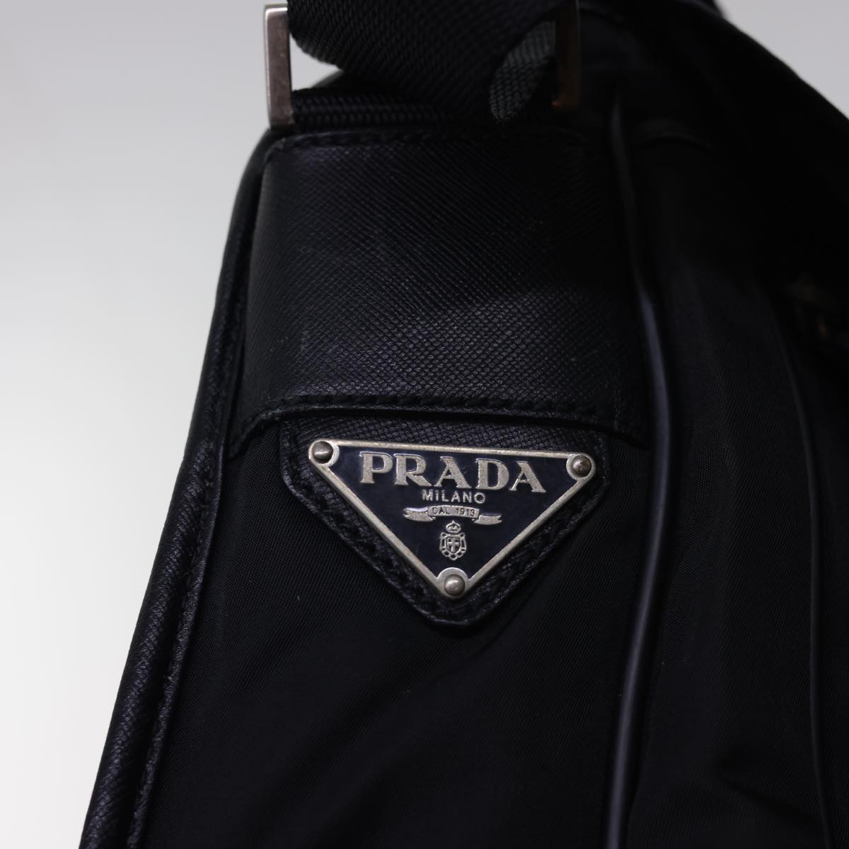 PRADA Shoulder Bag Nylon Black Auth ki3435