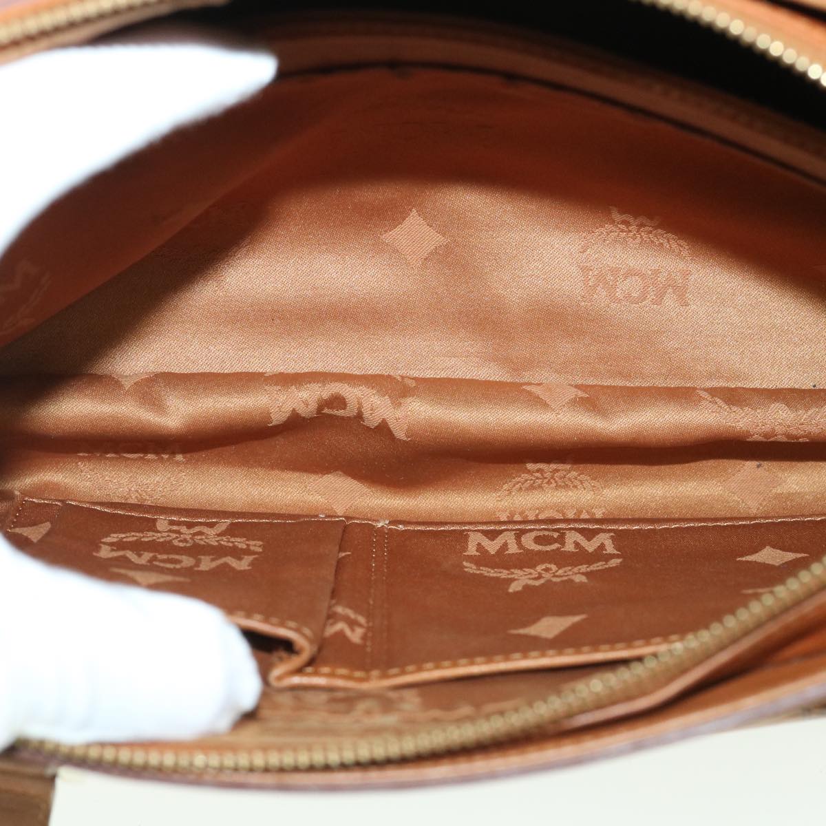 MCM Vicetos Logogram Hand Bag PVC Leather Brown Auth ki3485