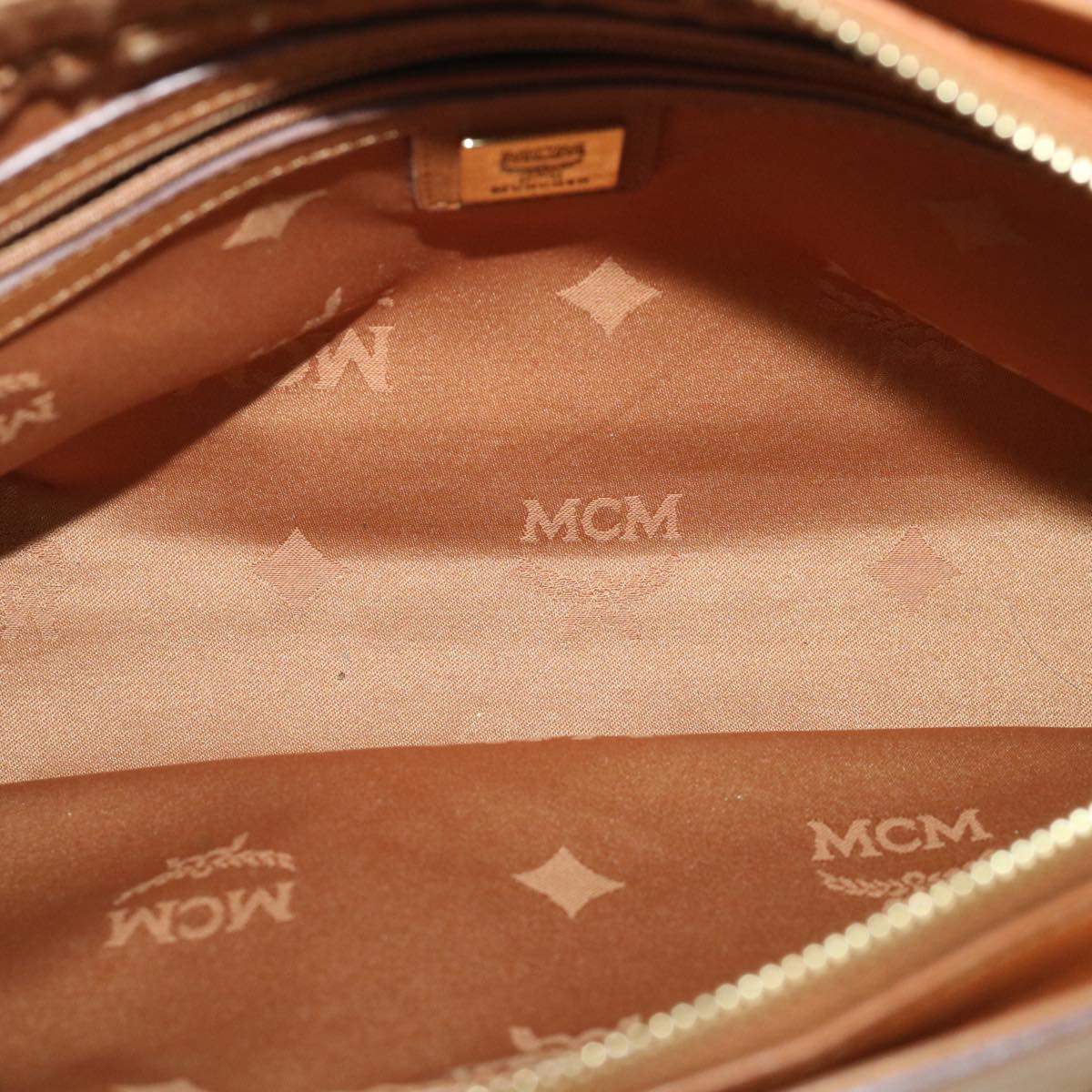 MCM Vicetos Logogram Hand Bag PVC Leather Brown Auth ki3485
