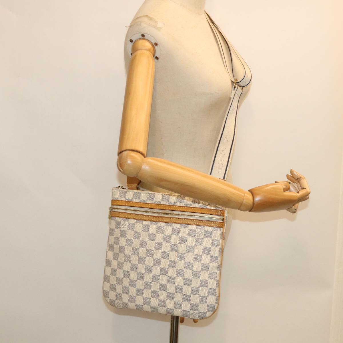 LOUIS VUITTON Damier Azur Pochette Bosphore Shoulder Bag N51112 LV Auth ki3516