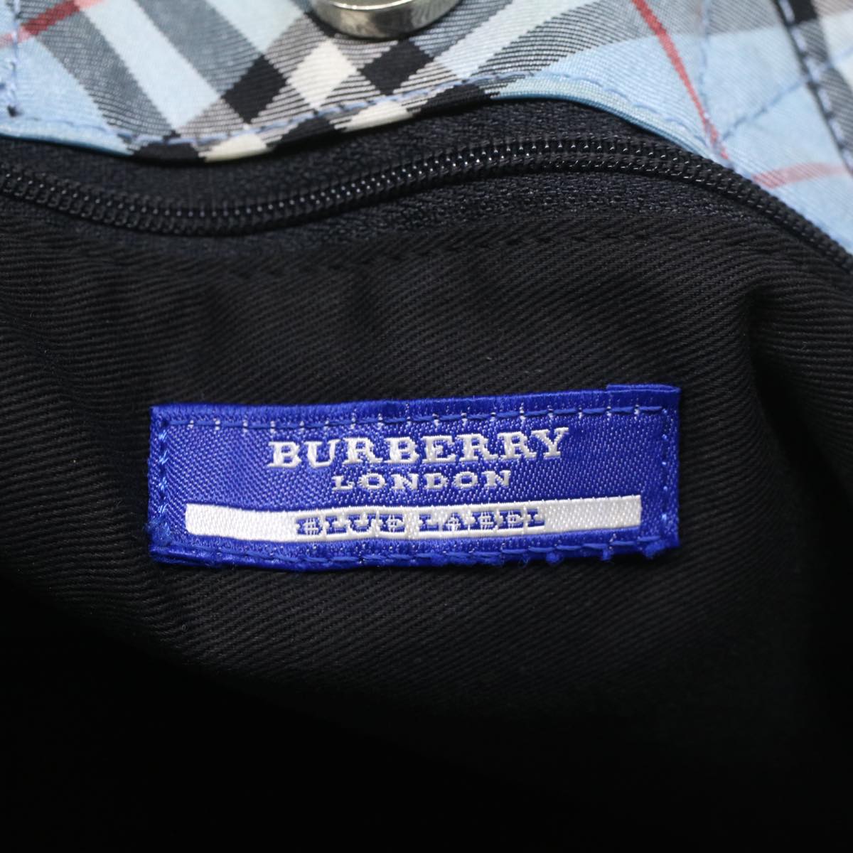 BURBERRY Nova Check Blue Label Hand Bag Canvas Navy Blue Auth ki3555