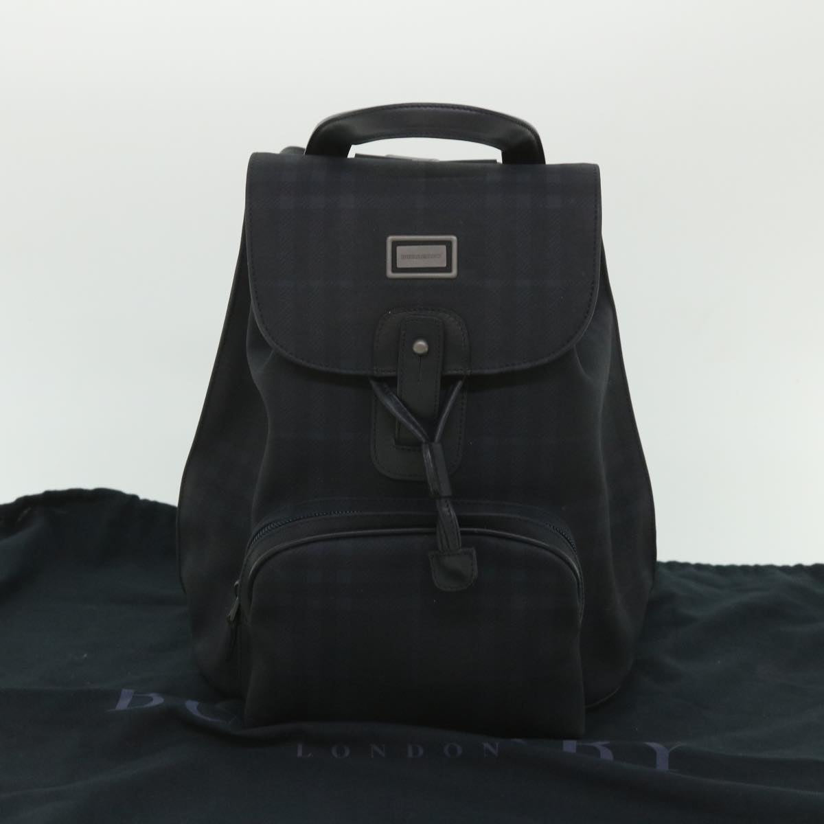 BURBERRY Nova Check Backpack Nylon Black Auth ki3564