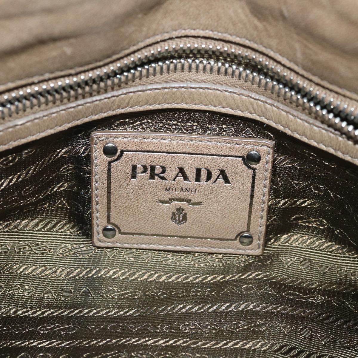 PRADA Hand Bag Leather Brown Auth ki3565