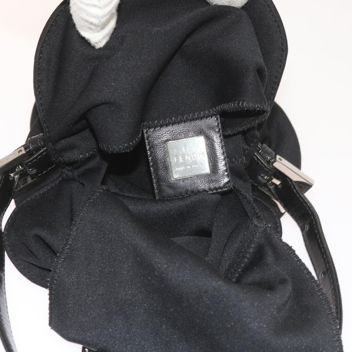 FENDI Mamma Baguette Shoulder Bag Nylon Black 2321 26765 009 Auth ki3585