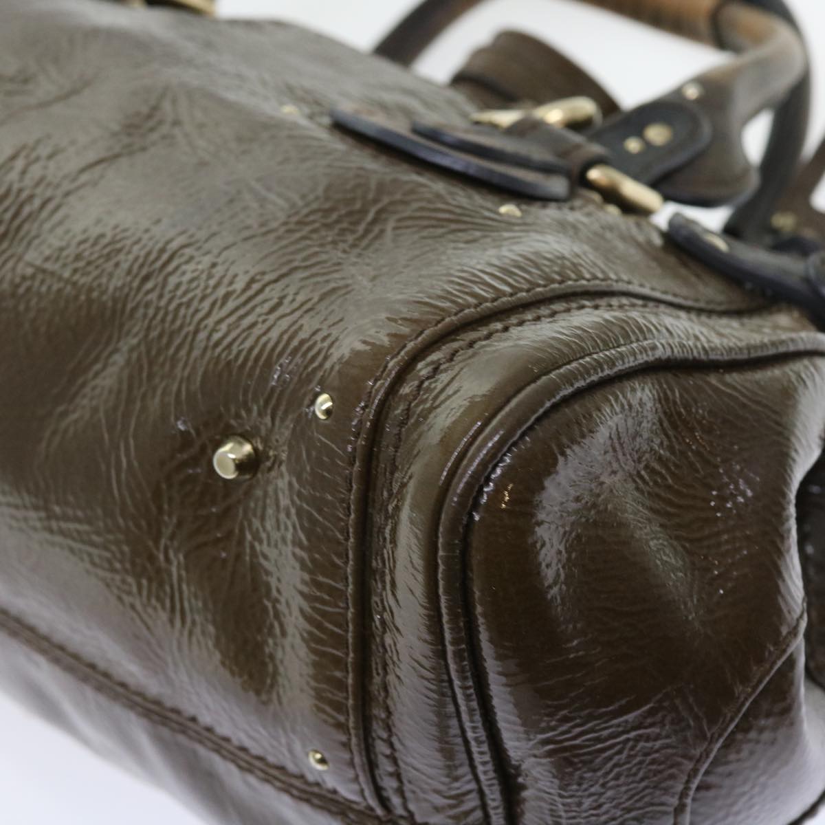 Chloe Paddington Hand Bag Patent leather Brown Auth ki3597