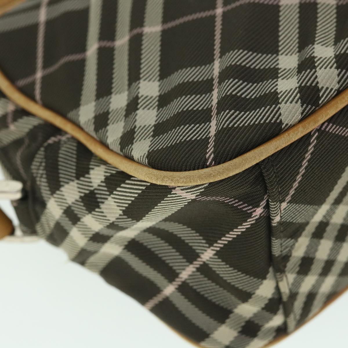 BURBERRY Nova Check Blue Label Shoulder Bag Nylon Brown Auth ki3635