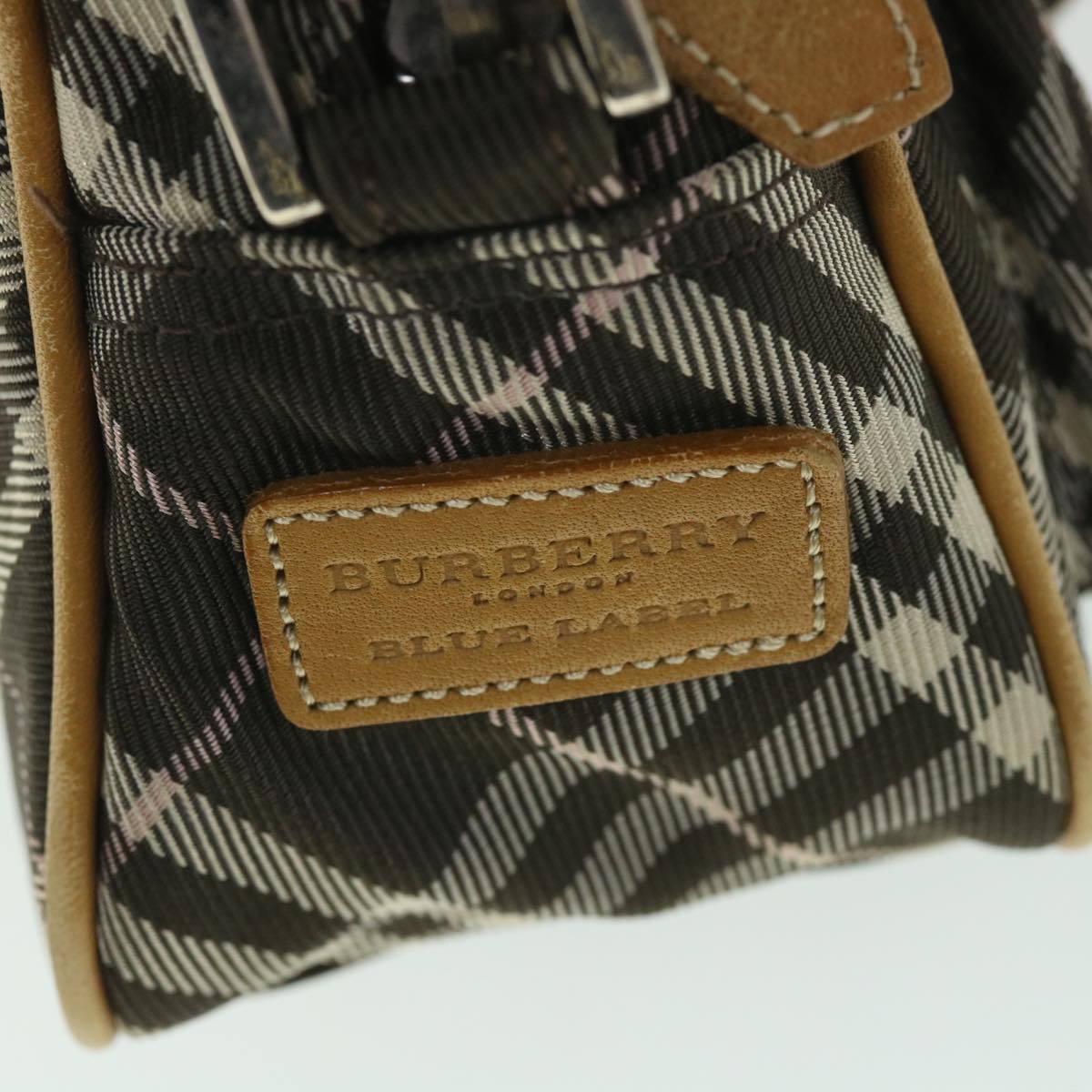 BURBERRY Nova Check Blue Label Shoulder Bag Nylon Brown Auth ki3635