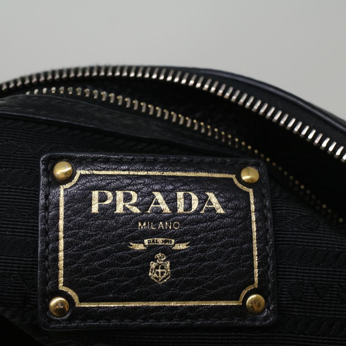 PRADA Hand Bag Leather 2way Black Auth ki3642