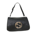 GUCCI Interlocking Shoulder Bag Leather Black 115746 Auth ki3687-1