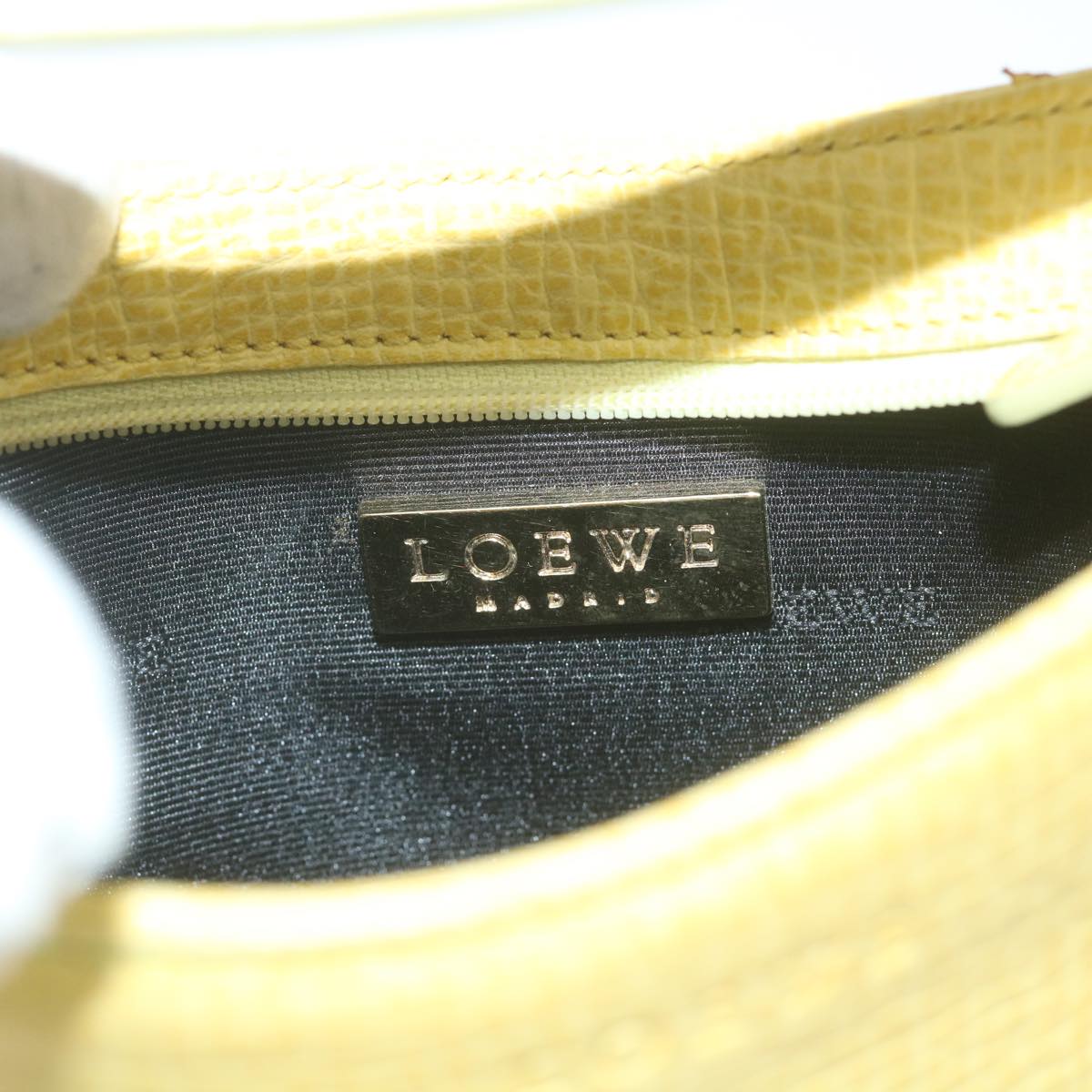 LOEWE Pouch Leather Yellow Auth ki3706