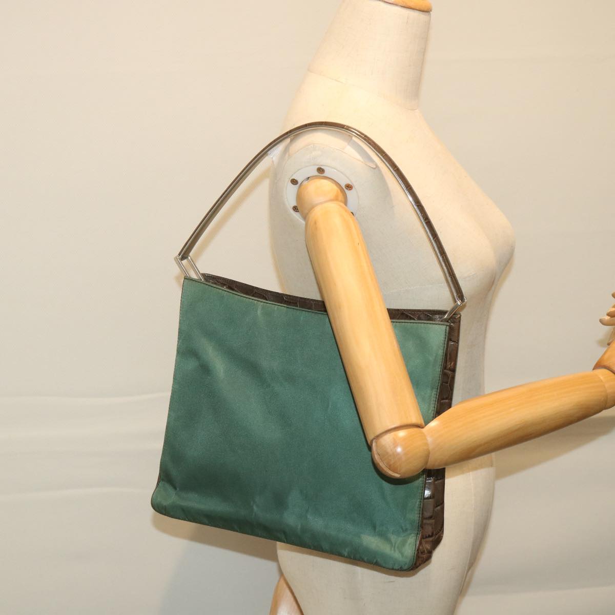 PRADA Shoulder Bag Nylon Green Auth ki3708