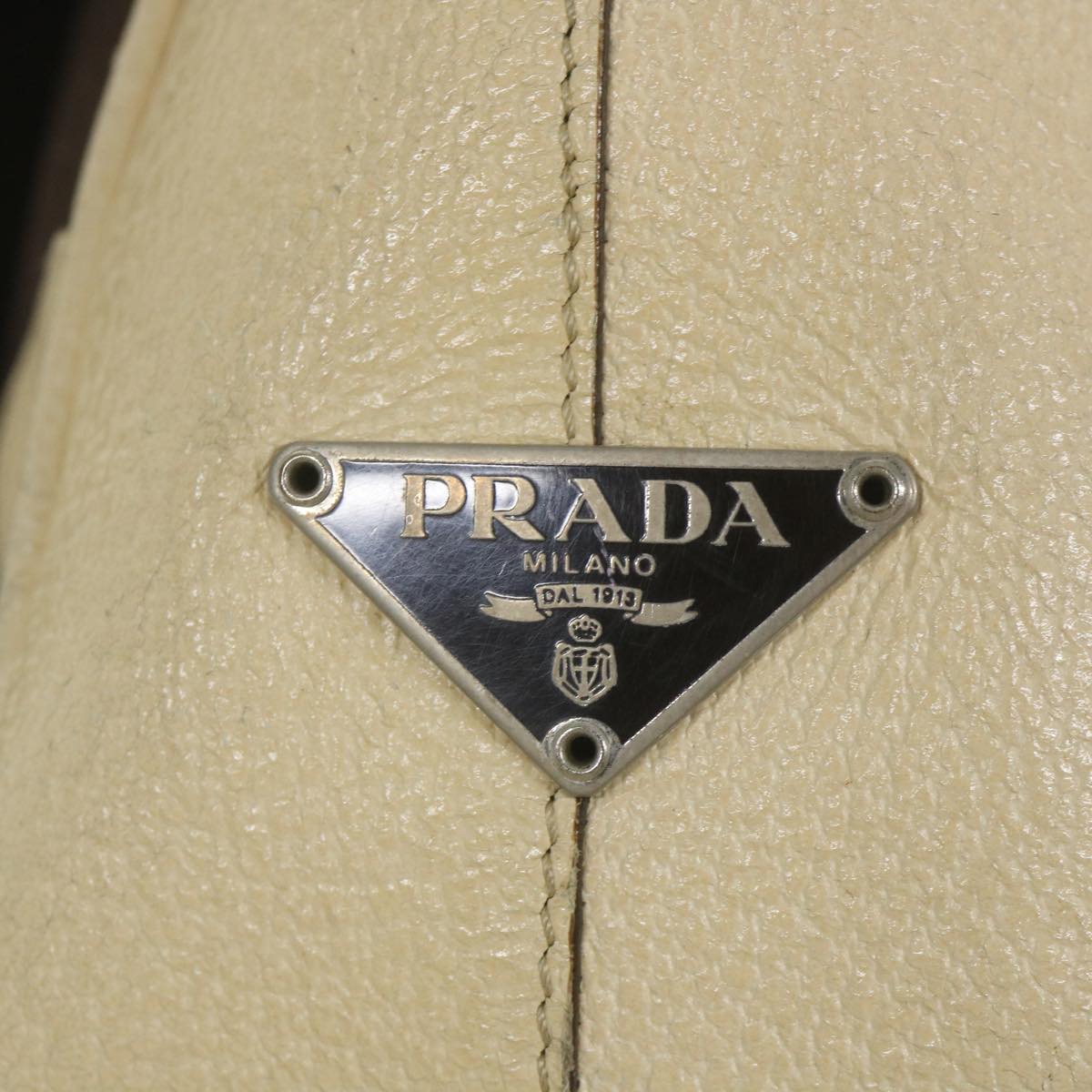 PRADA Shoulder Bag Canvas Leather Beige Brown Auth ki3765