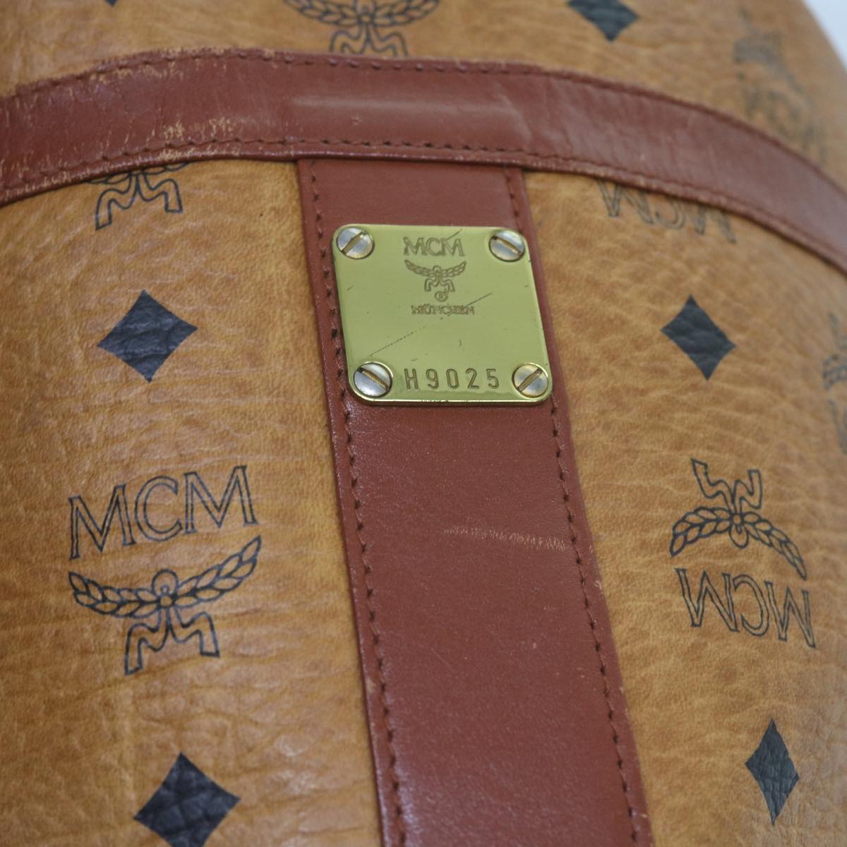 MCM Vicetos Logogram Shoulder Bag PVC Brown Black Auth ki3819