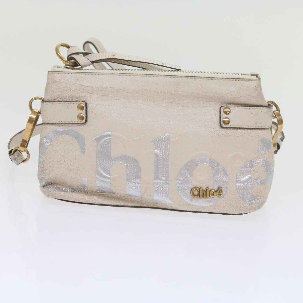 Chloe Hand Bag Leather 2Set White Auth ki3822