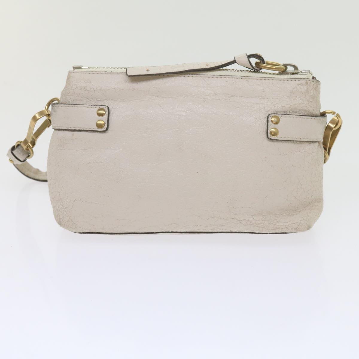 Chloe Hand Bag Leather 2Set White Auth ki3822