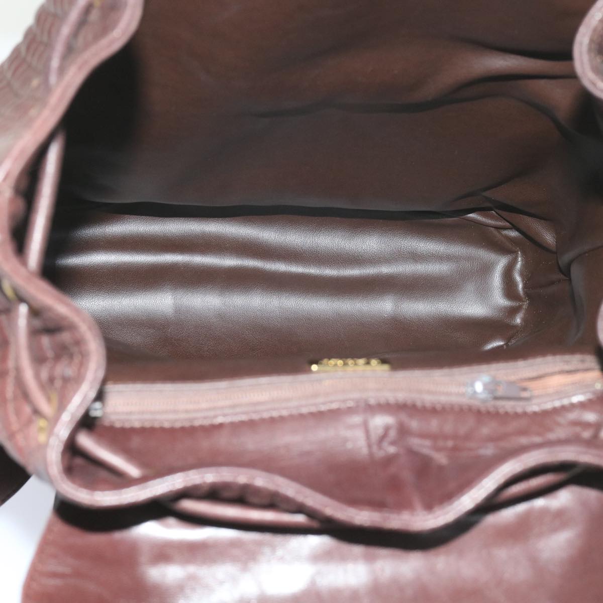 BALLY Matelasse Backpack Leather Brown Auth ki3835