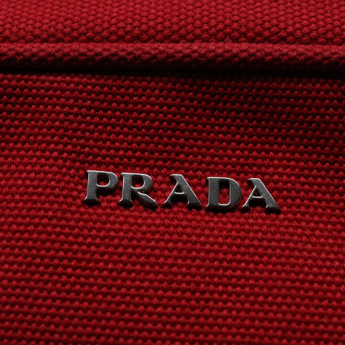 PRADA Accessory Pouch Canvas Red Auth ki3861